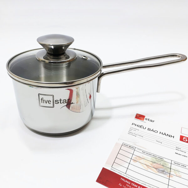 Quánh inox Fivestar Q14-3DG 14 cm nắp kính