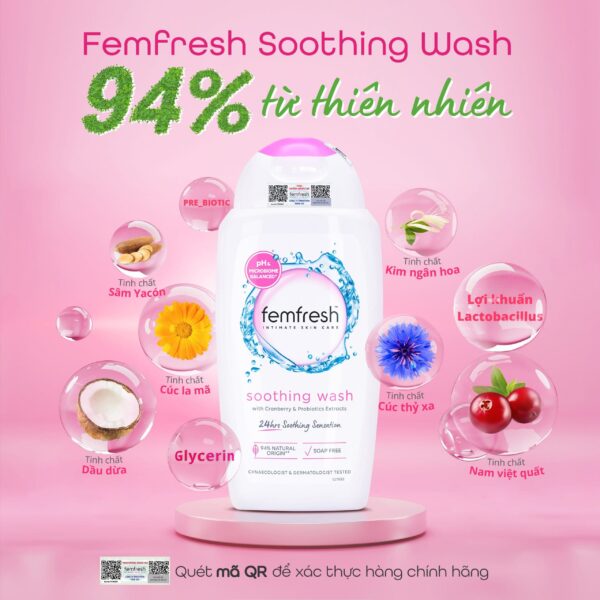 Dung dịch vệ sinh phụ nữ Femfresh Soothing Wash làm sạch, khử mùi hôi, làm thơm vùng kín (250ml)