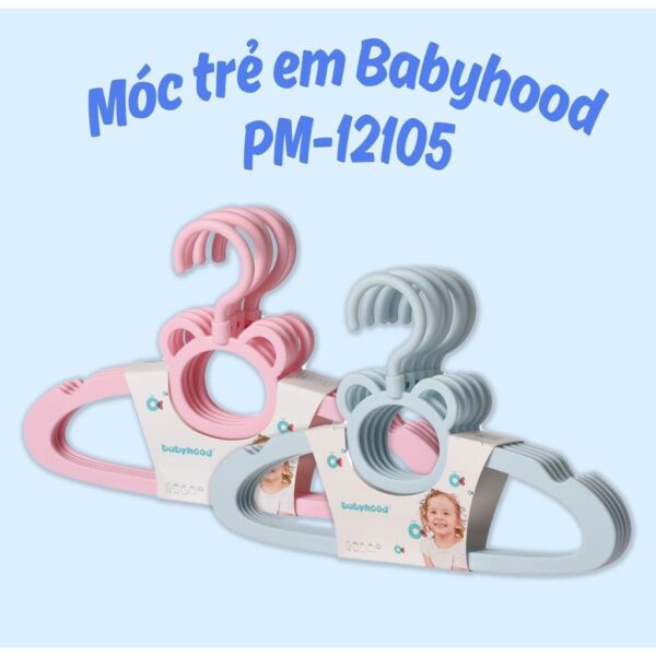 Set 5 Móc quần áo trẻ em Babyhood nhựa cao cấp - mắc quần áo cho em bé, trẻ sơ sinh