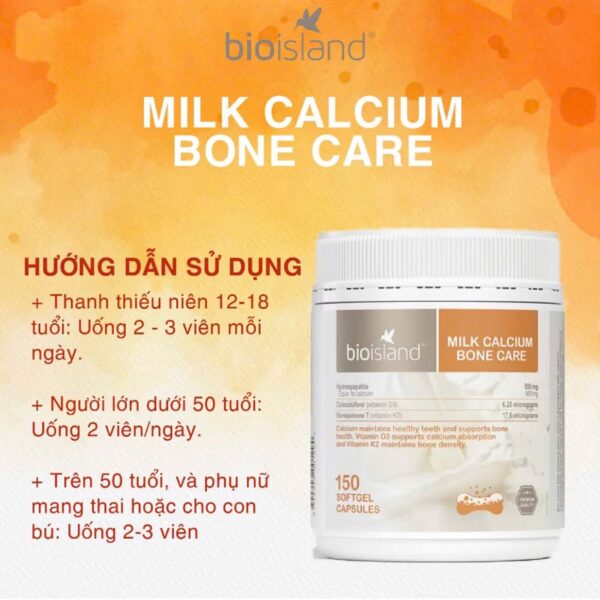 Viên Uống Bổ Sung Canxi Bio Island  Calcium Bone Care 150 Viên (cho người lớn, bà bầu, sau sinh)