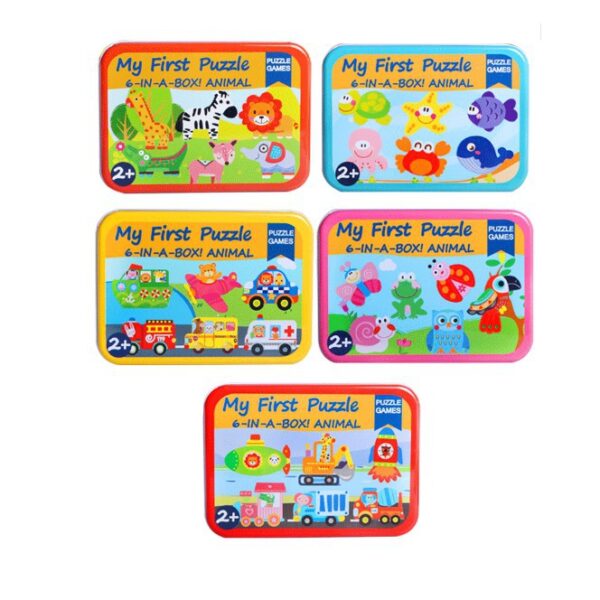 My first Puzzle - ghép hình 6 tranh hộp sắt sáng tạo, an toàn cho