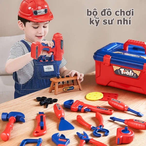 Bộ đồ chơi kỹ sư lắp ráp cao cấp kèm khoan điện, mũ, kính mắt