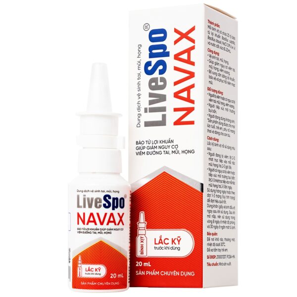 Xịt bào tử lợi khuẩn LiveSpo NAVAX ngừa viêm tai mũi họng 20ml