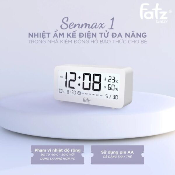 Nhiệt ẩm kế điện tử đa năng trong nhà kiêm đồng hồ báo thức cho bé Senmax 1 – FB8826WS