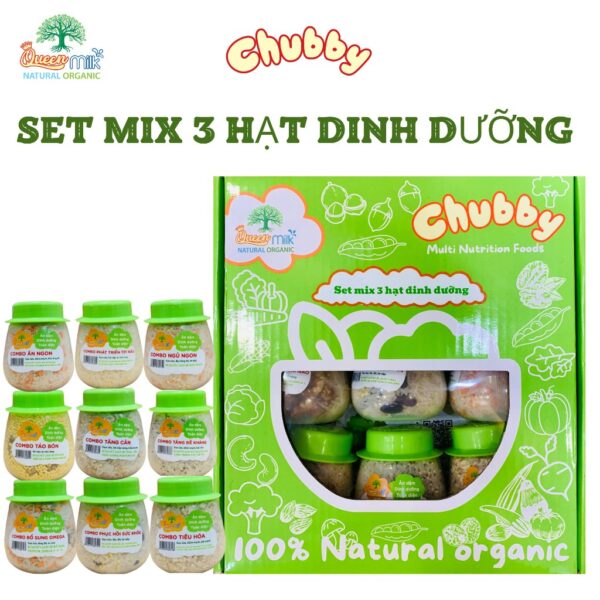 Set 9 hũ Cháo hạt vỡ và rau củ Chubby Queenmilk - Nấu cháo cho bé từ 7 tháng tuổi