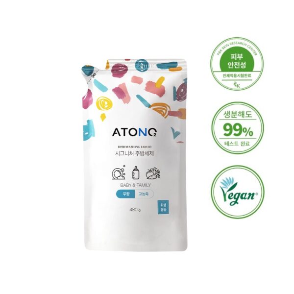 Nước Rửa Bình Sữa & Rau Củ Quả, Chén Bát Thuần Chay ATONO 2 - Túi 480Gram