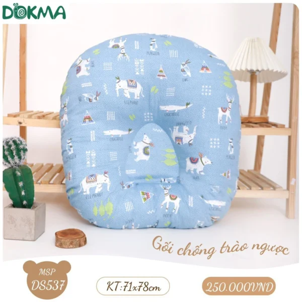 Gối chống trào ngược cho bé Dokma vải kate DS537 (71x78cm)