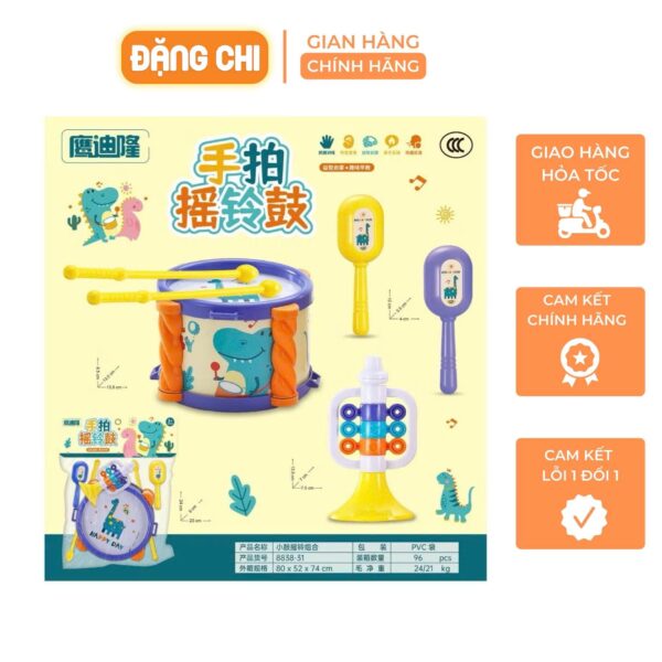 Bộ trống 6 món hình khủng long giúp cho bé phát triển giác quan, chất liệu an toàn