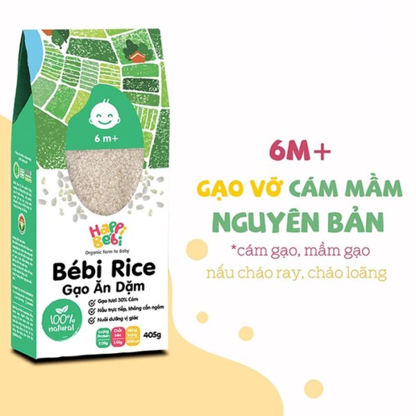 Gạo vỡ cám mầm trộn hạt Bébi Rice 405g dành cho bé