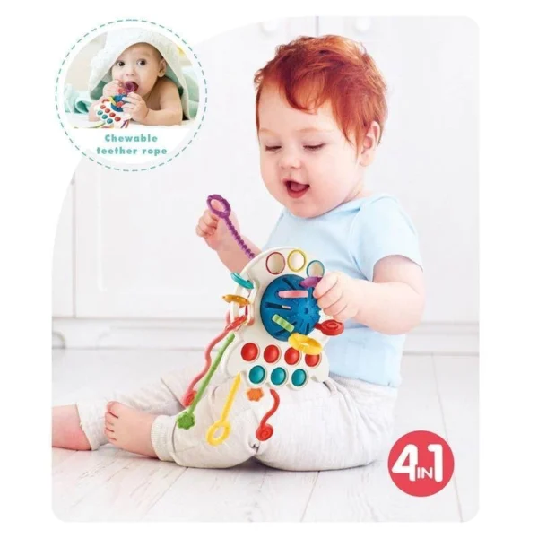 Đồ chơi Montessori gặm nướu rút dây silicon kết hợp vận động tinh cho bé phát triển