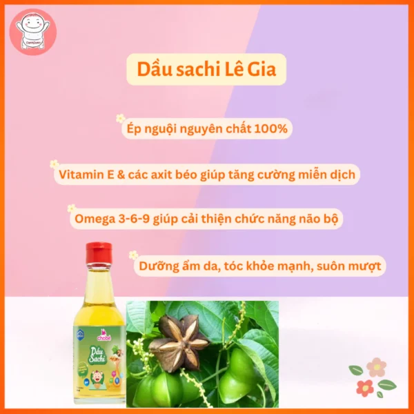 Dầu ăn dặm Lê Gia cho bé - Dầu Sachi chai 60ml