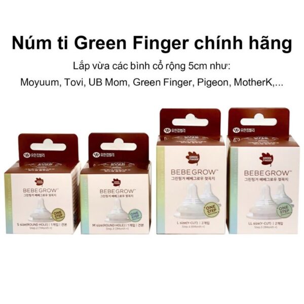 Núm ti bình sữa Green Finger BebeGrow Hàn quốc (Tách Lẻ)