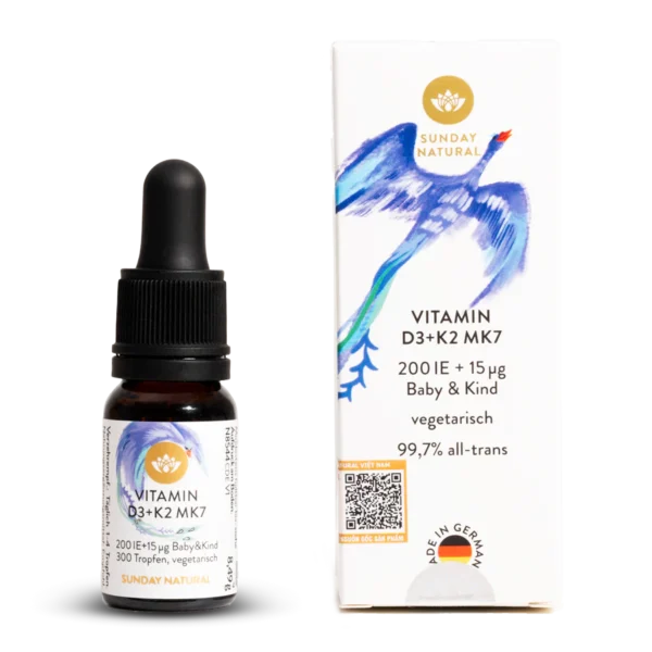 VITAMIN D3K2 MK7 SUNDAY NATURAL 200IE + 15μG BABY&KIND