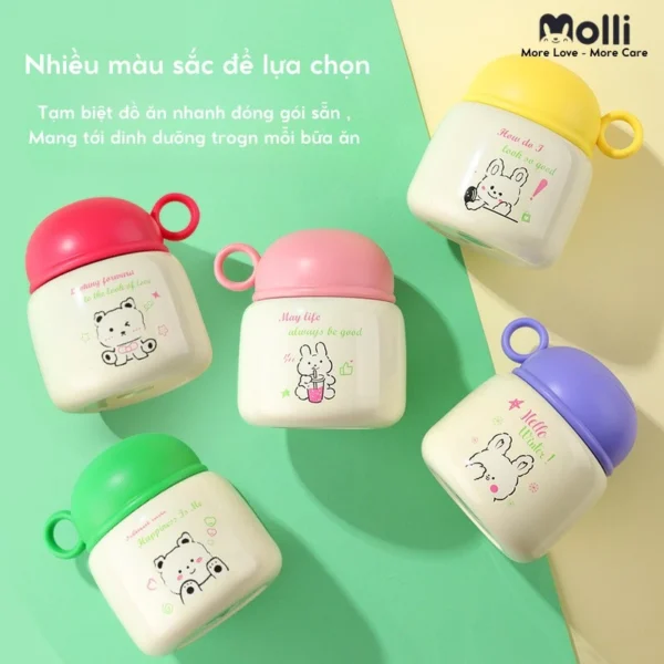 Bình ủ cháo giữ nhiệt 9 lớp Molli MOL0019 TQ (tặng kèm thìa) - 500ml