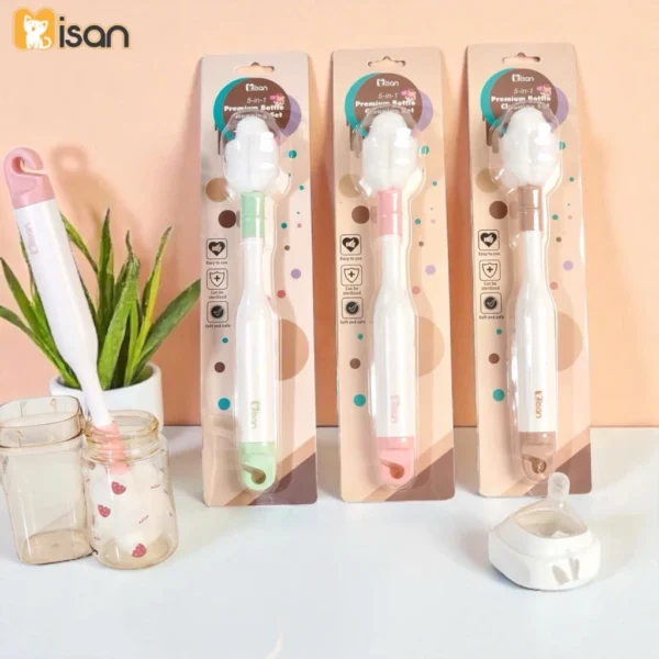MISAN] - Cọ xốp 5in1 cao cấp, rửa bình, cọ núm ti, cọ ống hút,... nhựa PP mix thép không gỉ